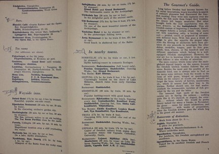 ”The Gourmet's Guide” – broschyr Stockholms Turisttrafikförbund 1939.
