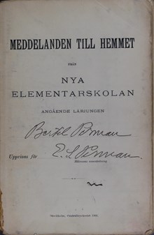 Meddelanden till hemmet – Nya Elementarskolan 1906
