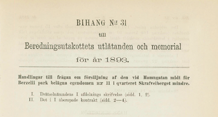 Stadens försäljning av tomten Hamngatan 4 år 1893