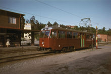 Spårvagn på Lidingöbanan, vid AGA station på Lidingö