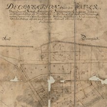 HK 1:1. Karta över Amiralitetsplatsen på Djurgården år 1724