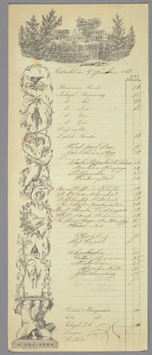 Matsedel från Hasselbacken 1861