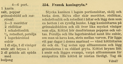 Recept på fransk kaningryta