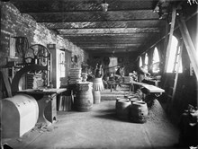 Interiör från tunnbinderiet i Münchenbryggeriet.