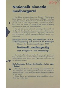 ”Nationellt medborgartåg mot bolsjevism och klasskamp!” 1933