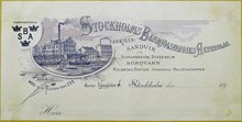 Fakturahuvud. Stockholms Benmjölsfabriks Aktiebolag