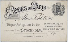 Reklamtryck. Modes de Paris. Anna Fahlström
