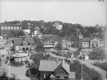 Stockholmsutställningen 1897, utsikt över området vid Djurgårdsvägen