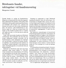 Börshusets fasader, iakttagelser vid fasadrenovering / Margareta Cramér