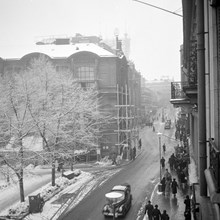 Blanchs Café i hörnet av Kungsträdgården och Hamngatan. Huset revs 1965