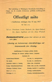 Offentligt möte 1917 angående kvinnlig rösträtt