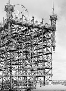 Telefontornet på Malmskillnadsgatan 32. Tornet uppfördes 1887 och revs efter en brand 1952