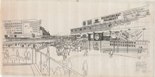Perspektiv över Sergels torg med "Speakers' corner" 1968