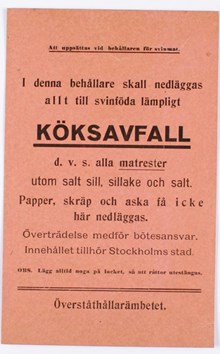 Överståthållarämbetets anslag om köksavfall
