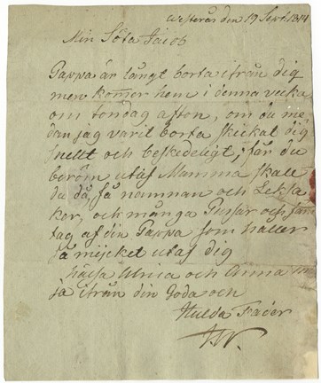 Pappa lovar leksaker och namnam om 4-årige Jacob sköter sig - brev 1814