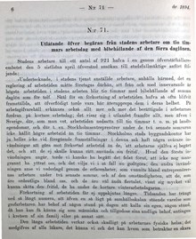 Stadens arbetare kräver sänkt arbetstid - Stadsfullmäktiges utlåtande 1894