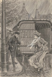 Dam i regnväder 1905