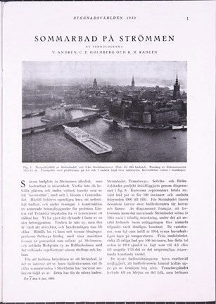 Sommarbad på Strömmen. Förslag på ett nytt strömbad, år 1932
