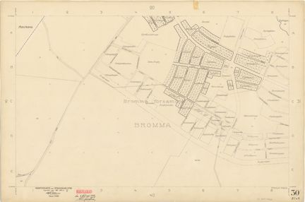 Kartan är ritad i tusch på papper som gulnat med tiden