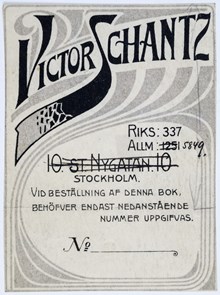 Reklamtryck. Victor Schantz. Bokhandel