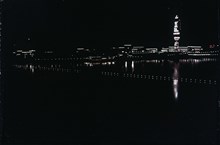 Stockholmsutställningen 1930. Reklammasten, nattbild