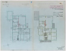 Ritningar till villa med barnläkarmottagning i Stora Mossen, Bromma, 1944