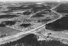 Flygbild över Norra Ängby mot öster