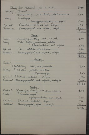 Förslag till matsedel från Stigbo barnhem 1939