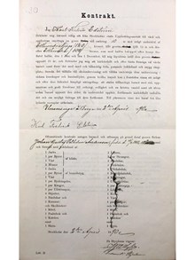 Utackorderingskontrakt från Uppfostringsanstalten för gossar 1891 