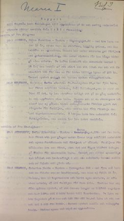 Sällskapet till uppmuntran av öm och sedlig modersvård - rapport över bidragssökande från Maria församling 1903