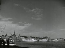 Skeppsbron: Trafikbild från Skeppsbron med alla finlandsbåtarna vid kaj