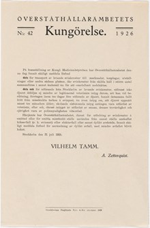 Kungörelse med anledning av svinpesten 1926