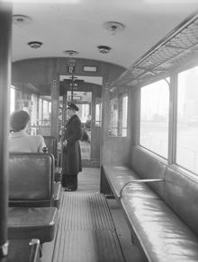 Spårvägen. Interiör från gamla Nockebyvagnen