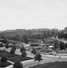 Kvarteret Fältöversten, kåkområdet Gropen. Vy mot kvarteret Trumslagaren/Värtavägen