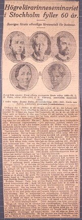 Tidningsartikel om Högre lärarinneseminariet som firar 60 år