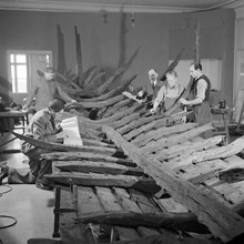 Montering av Riddarholmsskeppet på Stadsmuseet