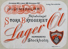 Etikett. Lager Öl. Stora Bryggeriet