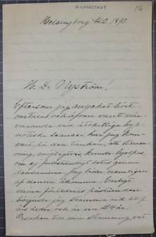Helsingborgare med stamningsproblem vill hypnotiseras av Dr Nyström – brev 1893