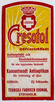 Reklamtryck. Cresotol Tekniska Fabriken Kronan