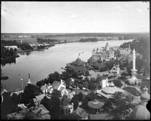 Utsikt från minareterna över 1897 års Allmänna konst- och industriutställning på Djurgården