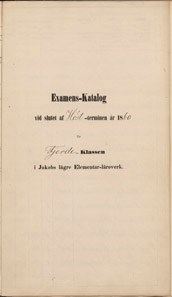 August Strindbergs betyg från Jakobs lägre elementarläroverk HT 1860