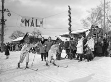 Skansen. Målgången på Skansenloppet på skidor