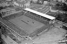 Flygfotografi över den nybyggda Råsundastadion