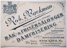 Reklamtryck. Rob. Backman Rak- & Frisérsalonger