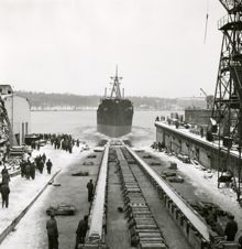 Finnboda Varv. Sjösättning av M/S Stocksund.