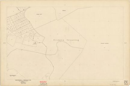 Kartan är ritad i tusch på papper som gulnat med tiden