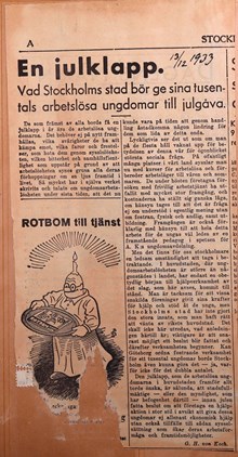 Julklapp till arbetslösa ungdomar 1933