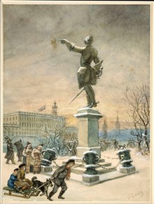 Kring Karl XII:s staty, analys av en målning av Fritz von Dardel