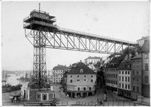 Slussen, gamla Katarinahissen omkr. 1900. 