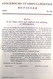 Motion om ökad utbildning av hålkortspersonal - stadsfullmäktige 1962